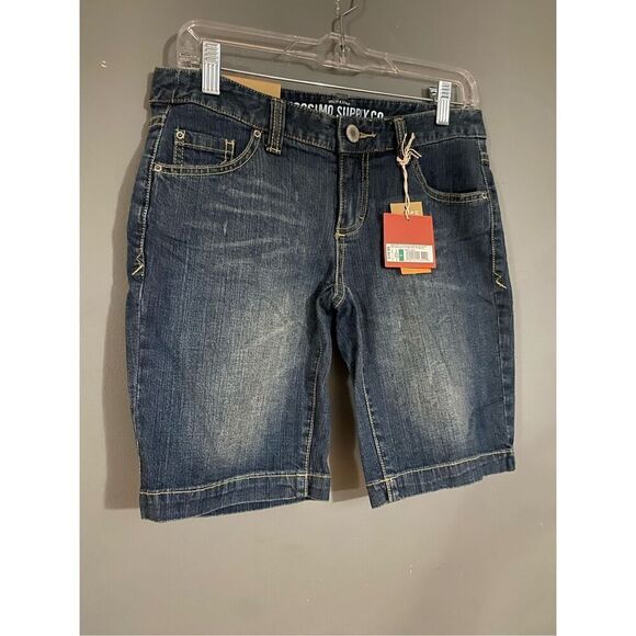 Mossimo Supply Co Medium Wash Denim Bermuda Shorts Size 7 NWT - Picture 2 of 5